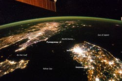 Korean Peninsula by night