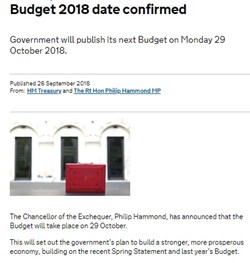 29th October: Budget Day