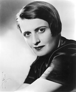 Ayn Rand, principal proponent of unbridled self-interest